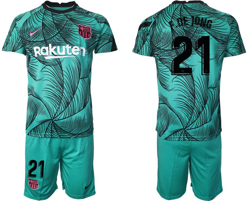 Men 2020-2021 club Barcelona green training suit #21 Soccer Jerseys->barcelona jersey->Soccer Club Jersey